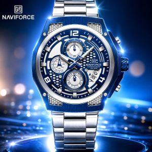 Naviforce Montre Homme Chronographe – Design Premium Bleu & Acier Inoxydable, Étanche 3ATM, Style Luxe & Sport