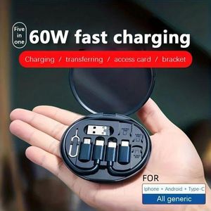 Kit D'Adaptateur De Chargement Rapide Type-C Vers Usb C Vers Micro Usb Vers Lighting, Convertisseur Otg, Boîte De Stockage Multi-Usage