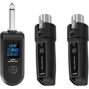 Émetteur et récepteur de microphone sans fil 2.4GHz, système de microphone sans fil avec interface XLR - 1 récepteur + 2 émetteurs