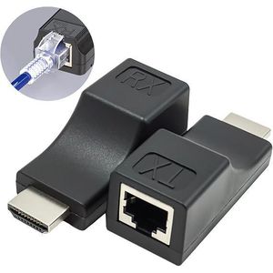 Adaptateur RJ45 HDMI CAT-6/6E Extendeur RJ45 ver HDMI - Prise en Charge de l'Affichage HDTV 2K 4K, Distance d'Application Jusqu'à 30 m, Ne Prend Pas en Charge Le Protocole HDCP