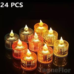 24 Pack bougies votives sans flamme, fausse bougie électrique scintillante  sans flamme, lampes à thé led à piles en blanc chaud pour