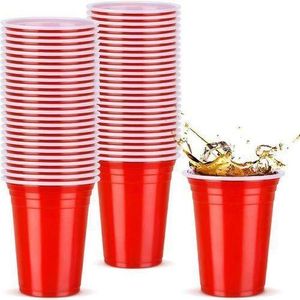 Gn KIT DE 50 Gobelets Réutilisables En Plastique Rouge