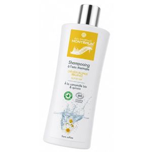 Shampooing À L'Eau Thermale MONTBRUN À La Camomille Bio Et Uinoa Cheveux Blonds Brillance 250ml Importé De France 