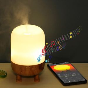 Humidificateur Design Grain de Bois - Veilleuse LED & Audio Bluetooth