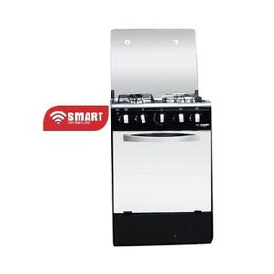 SMART TECHNOLOGY Gazinière 4 Feux -Grand Four- STC-5050B - 50 X 50 Cm – Avec Couverture Vitrée-Blanc/Noir - Garantie 12  Mois