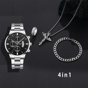 Ensemble Montre & Bijoux Homme 4-en-1 - Argenté