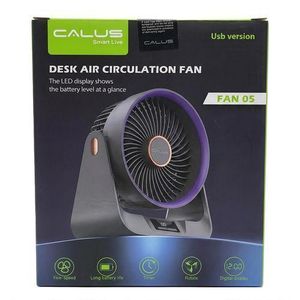 Ventilateur CALUS Mini Ventilateur de Table Rechargeable FAN 05 Gris - 4000mAh - 5 Vitesses - Affichage LED - Ultra Silencieux et Puissant
