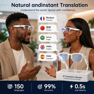 SMART TRANSLATE( AI) GLASSES-150 LANGUES-blanc