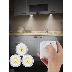Pack de 3 lumières LED, télécommande sans fil, activation par bouton-poussoir, lumière LED à intensité variable, installation sans fil alimentée par batterie..