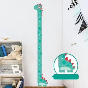 Autocollant de taille de bande dessinée dinosaure mur hauteur mesure règle autocollant pour enfants salle de classe jardin d’enfants décoration 180CM