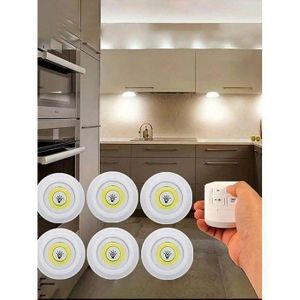 Pack de 3 lumières LED, télécommande sans fil, activation par bouton-poussoir, lumière LED à intensité variable, installation sans fil alimentée par batterie