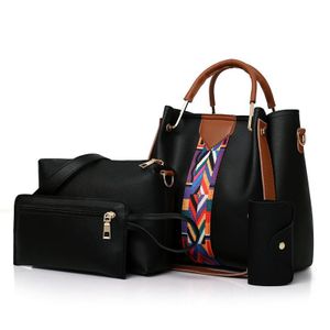 Kingnote Sac à main femme tendance 4-en-1 en cuir synthétique PU, ensemble de sacs pour femmes - Noir
