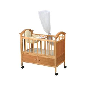 Lit Bébé Multifonction en Bois avec Moustiquaire et Espace de Rangement