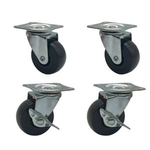 Lot de 4 roulettes pivotantes avec frein pour meubles 75mm _4pcs BV