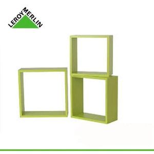 Leroy Merlin Pack 3 Etagères Murales - Cube - Vert L.30x30cm/27x27cm/24x24cm - P.12 Cm - Ep.1,5 Cm