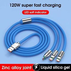 Câble De Charge Rapide De Type C, Micro USB, Compatible IPhone, Samsung, Huawei, Xiaomi, Chargeur De Téléphone, 120 W, 6A, 3 En 1