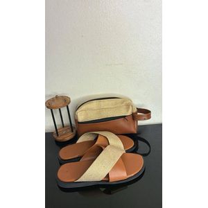 sandale ducal Pour Homme En Cuir + sacoche