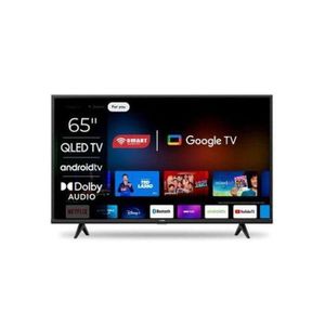 SMART TECHNOLOGY TV 65’’ Mini LED/QLED UHD - Google TV, Android 14 + Support Mural Offert (STT-6580K)-4K UHD- Wifi, Bluetooth - Apps (Netfl, YouTube, Prime Vidéo) - 2 Télécommandes Slim avec Option vocale - 3x HDMI, 2x USB – Noir- Garantie 12 Mois.