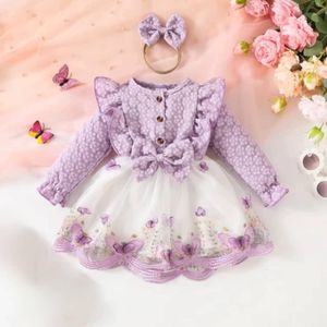 Ensemble Bébé Fille 2 Pièces : Robe Florale Patchwork + Bandeau