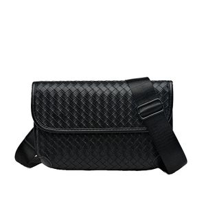 Sac bandoulière tissé en simili cuir  imperméable et léger pour hommes-noir
