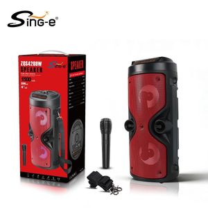 SinG-e Enceinte Bluetooth Portable -Sing-e ZQS4209W avec Micro – Bass Boost, Lumières LED, Batterie 1500mAh