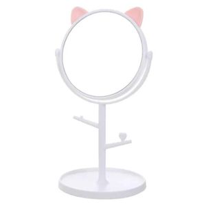 Miroir de Maquillage avec Support à Bijoux – Design Oreilles de Chat