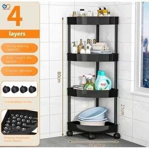 Étagère De Rangement De Cuisine/Étagère à Collations Au Sol/Étagère De Rangement De Salle De Bain - Quatre Niveaux, Avec Roues Et Freins