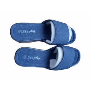 Chaussure pour femme Mules de détente en toile-Bleu foncée