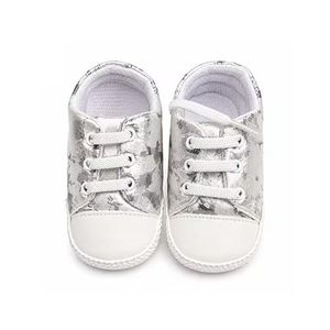 Chaussures bébé en satin – Motif marbre - Argent
