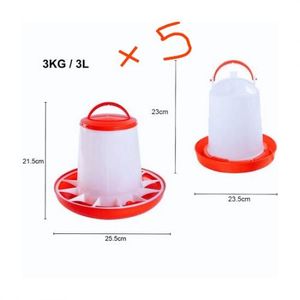 Lot De 5 Mangeoires Anti Gaspillage 3KG Et 5 Abreuvoirs 3 Litres