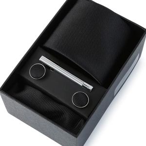 Autre Coffret Cadeau Cravate de Luxe pour Hommes, Cravates Formelles et Pince à Cravate, Pochette, Boutons de Manchette, Accessoires pour Costume Homme, Mariage - B-53F Noir
