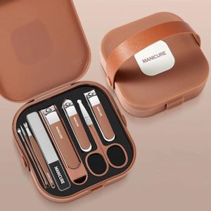 TOUPHY Ensemble de manucure portable de 8 pièces, outils de soin des ongles durables organisés dans un étui de rangement à main pour utilisation à domicile et en voyage