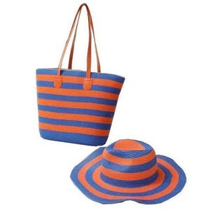 Ensemble Sac + Chapeau Rayé Élégant – Style Été Chic et Pratique