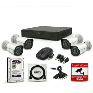 Uniview Kit de Vidéosurveillance Complet  - 4 Caméras Extérieures Bullet 2MP Full HD + DVR + Disque Dur 500Go (Prêt-à-Installer)