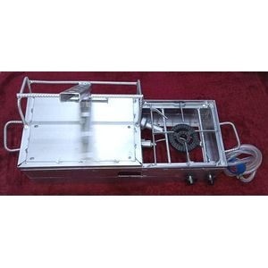 Réchaud À Gaz Combiné Artisanal - Plancha / Presse Panini & Brûleur Grand Foyer - Structure Métallique Renforcée Avec Tuyau & Détendeur