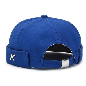 Casquette Skullcap réglable unisexe en peau de melon Hip Hop - Bleu
