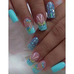 Faux Ongles Mains 24pièces   Bleu