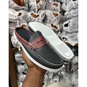 Geogra Chaussure Sandale Babouche Style Sebago Noir Rouge