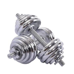PAIRE D'HALTÈRES CHROMÉS AJUSTABLES 2×25 KG 