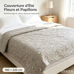 Cette couverture d'été matelassée de dimension  est garnie d’un rembourrage en coton léger parfaite pour les nuits chaudes et les chambres climatiséesBZ007
