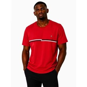 T-Shirt Homme Col Officier Tendance en Coton - Rouge