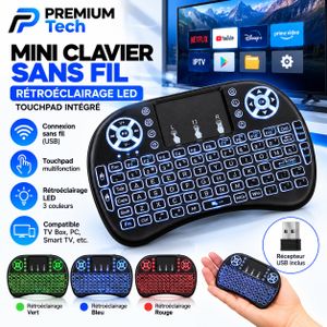 Mini Clavier Sans Fil i8 Rétroéclairé - Souris Touchpad Intégré 2.4GHz - Pour Smart TV, Box Android, PC & PS4