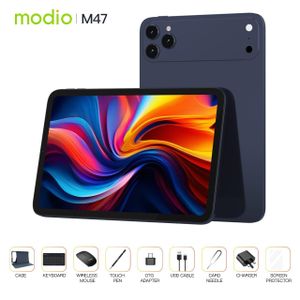 Modio M47 Tablette 10,1" avec clavier – 12 Go de RAM, 512 Go de stockage, 8MP/20MP Bleu , Android 15., Wi-Fi 4-5G, Dual SIM, GPS (Fournie avec plusieurs accessoires) 12 MOIS GARANTIE