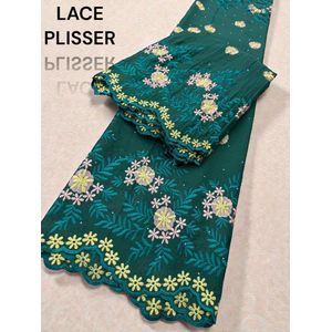 Mode Tissu lace vert fleuri