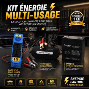 Kit Énergie Multi-Usage NCTS Batterie 12V 5Ah & Inverseur 220V