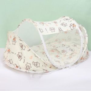 Children's and baby folding mosquito net with sleeping mat, pillow, and mosquito net bed three-piece set