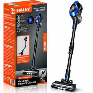 HALEY HALEY- HY-3917 Aspirateur Balai Sans Fil 2 en 1 800W, Aspirateur à Main Rechargeable 22.2V, Réservoir 1.2L, Filtration Multicouche, LED, Écran Numérique