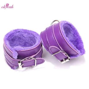 Menotte violet Sexuelle en Similicuir, Jouet sexuel, Menotte intime 