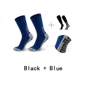 Oem Ensemble de 2 Paires de Chaussettes de Football - Noir et Bleu Anti - Glissement