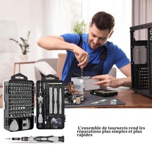 Kit De Tournevis De Réparation - 115 En 1 pour ordinateur, smartphone, lunettes – Poignée antidérapante – Rallonge flexible